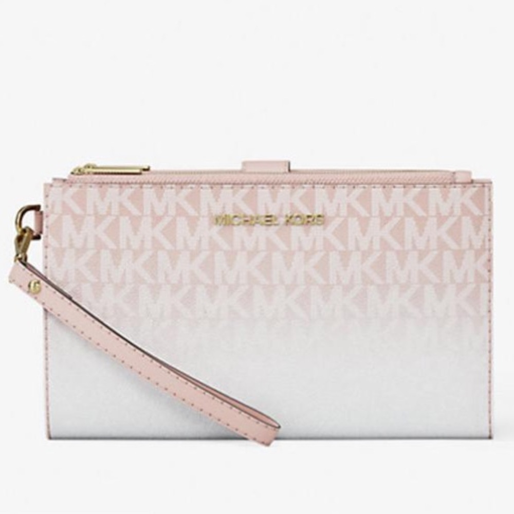 Michael Kors Powder Blush Ombré Logo Wristlet | New